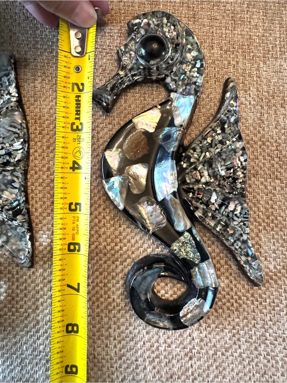 Vintage Seahorse set resin abalone shell Wall Art 1960s Retro Beach cottage